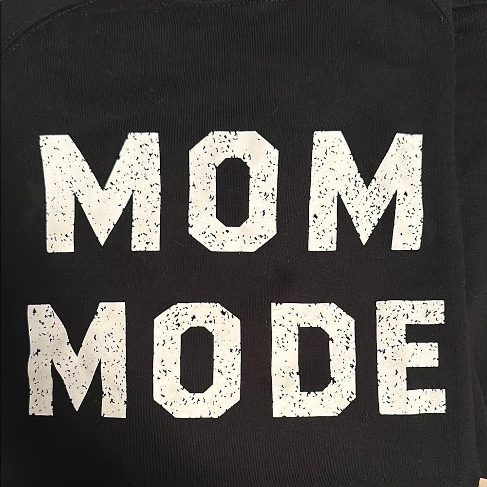 Black 'Mom Mode' woman’s crew neck sweater